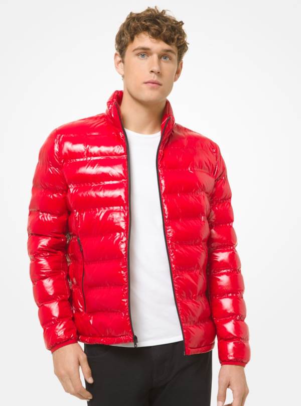 Panske Bundy Michael Kors Quilted Nylon Packable Puffer Červené - Oblecenie Michael Kors Nejlevnejsi | LBITE-0791